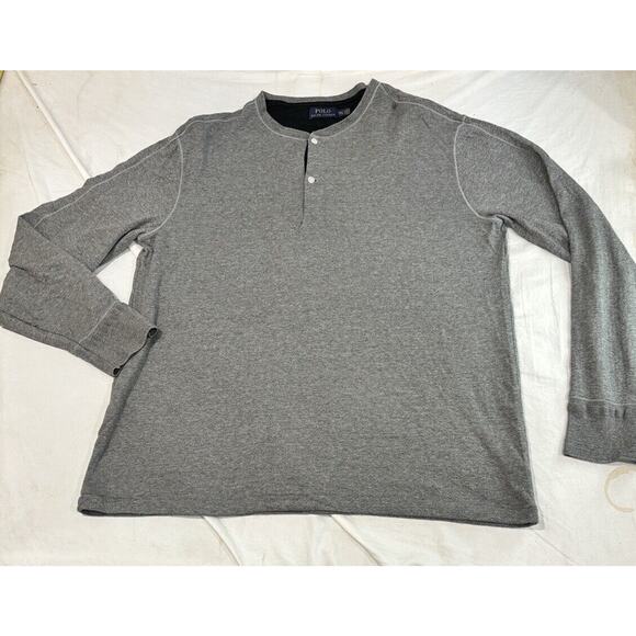 Polo Ralph Lauren Henley Sweatshirt Mens Size XXL 2XL Long Sleeve Gray - Picture 2 of 7